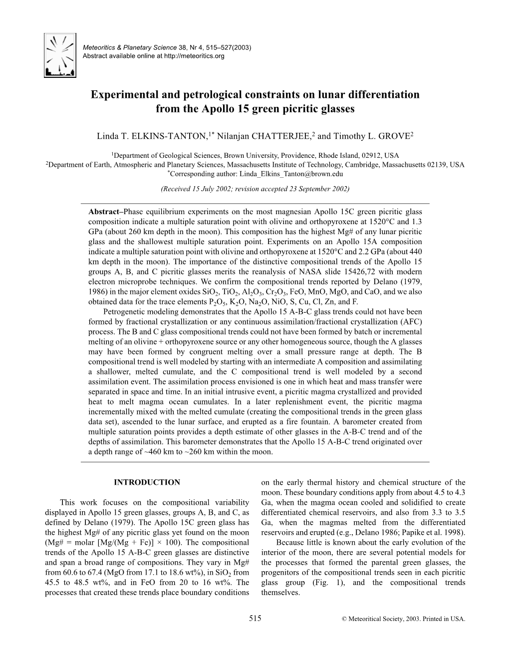 Experimental and Petrological Constraints on Lunar Differentiation from the Apollo 15 Green Picritic Glasses