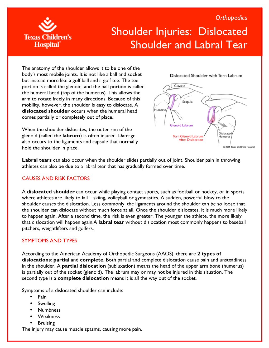 Shoulder Injuries: Dislocated Shoulder and Labral Tear