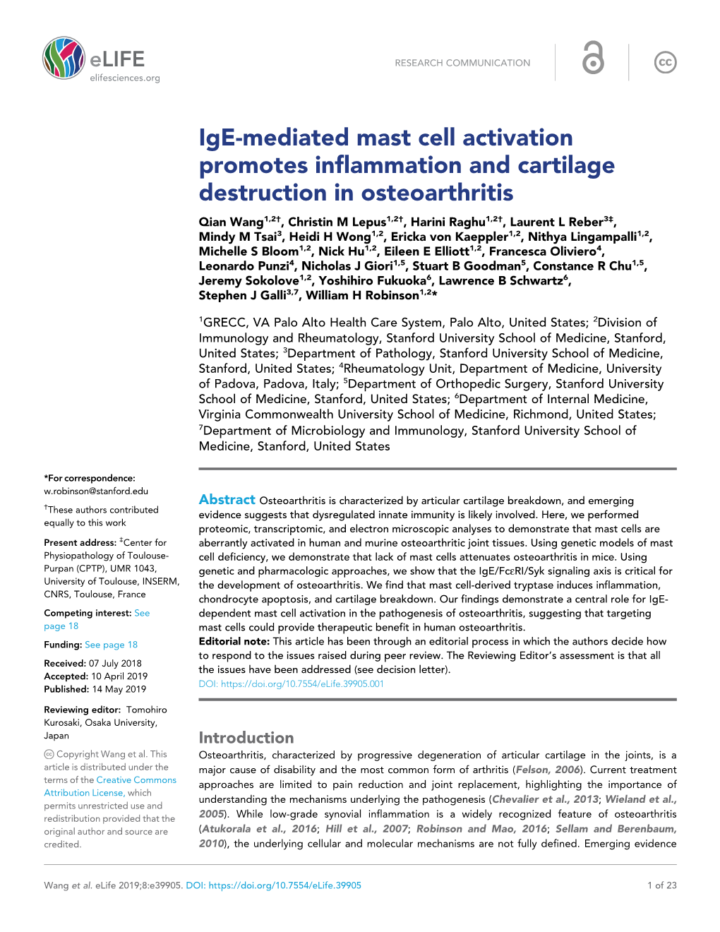 Ige-Mediated Mast Cell Activation Promotes Inflammation And