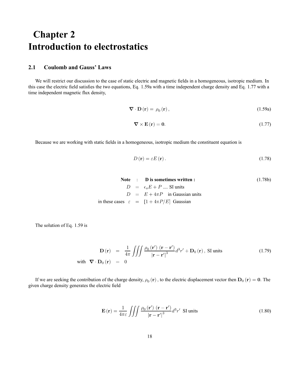 Chapter 2 Introduction to Electrostatics