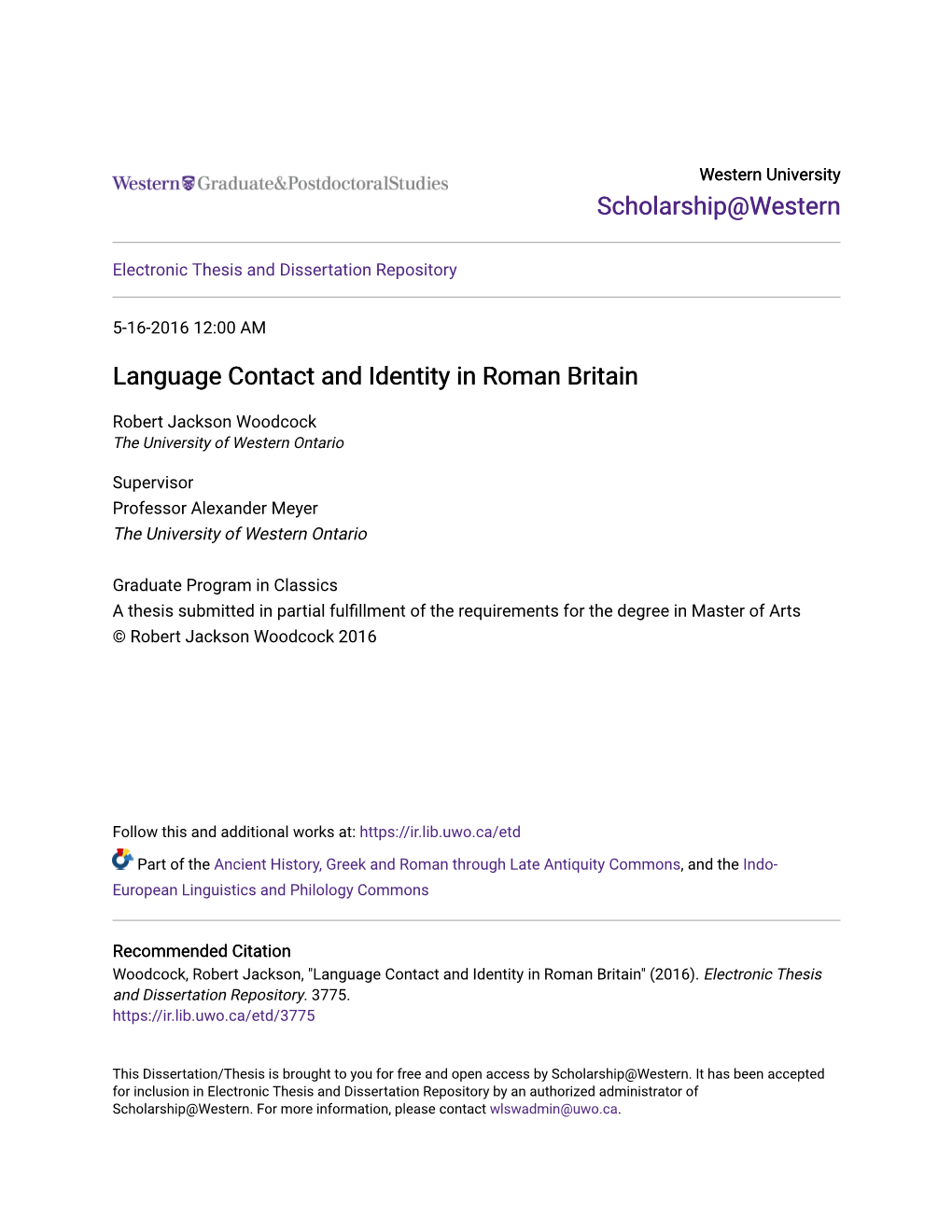 Language Contact and Identity in Roman Britain