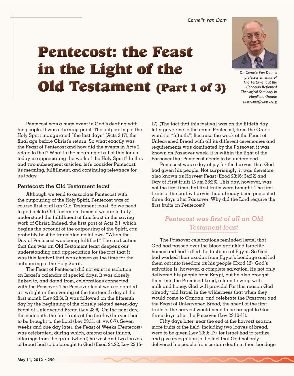 Pentecost: the Feast in the Light of the Old Testament (Part 1 of 3)