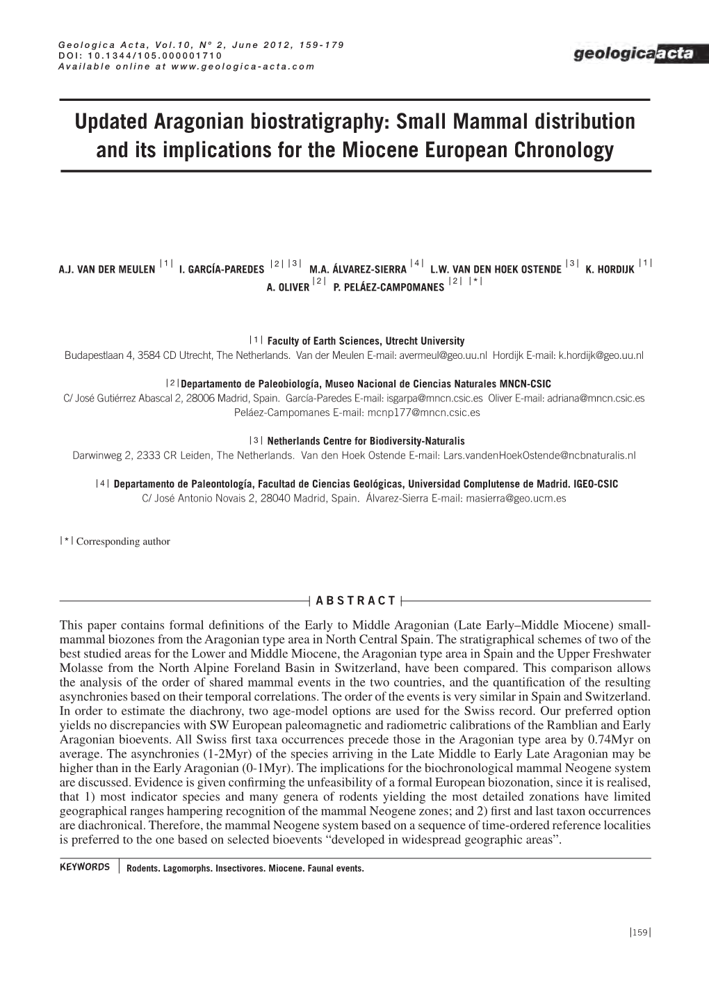 Updated Aragonian Biostratigraphy: Small Mammal Distribution and Its Implications for the Miocene European Chronology