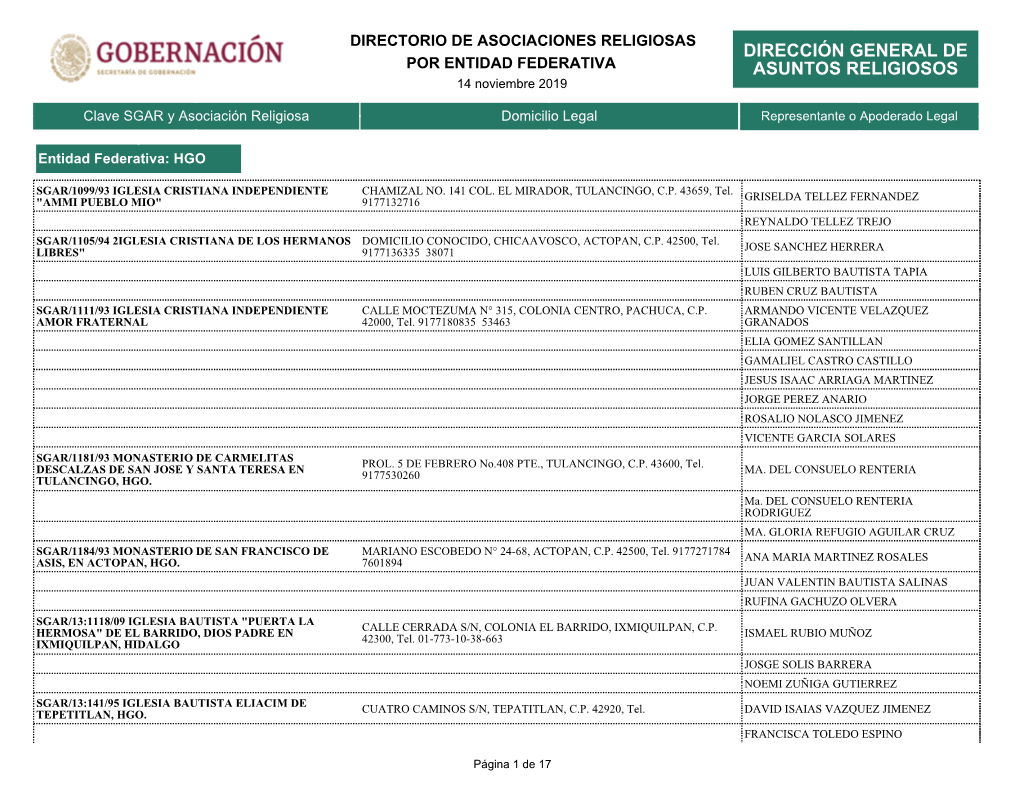 Dirección General De Asuntos Religiosos