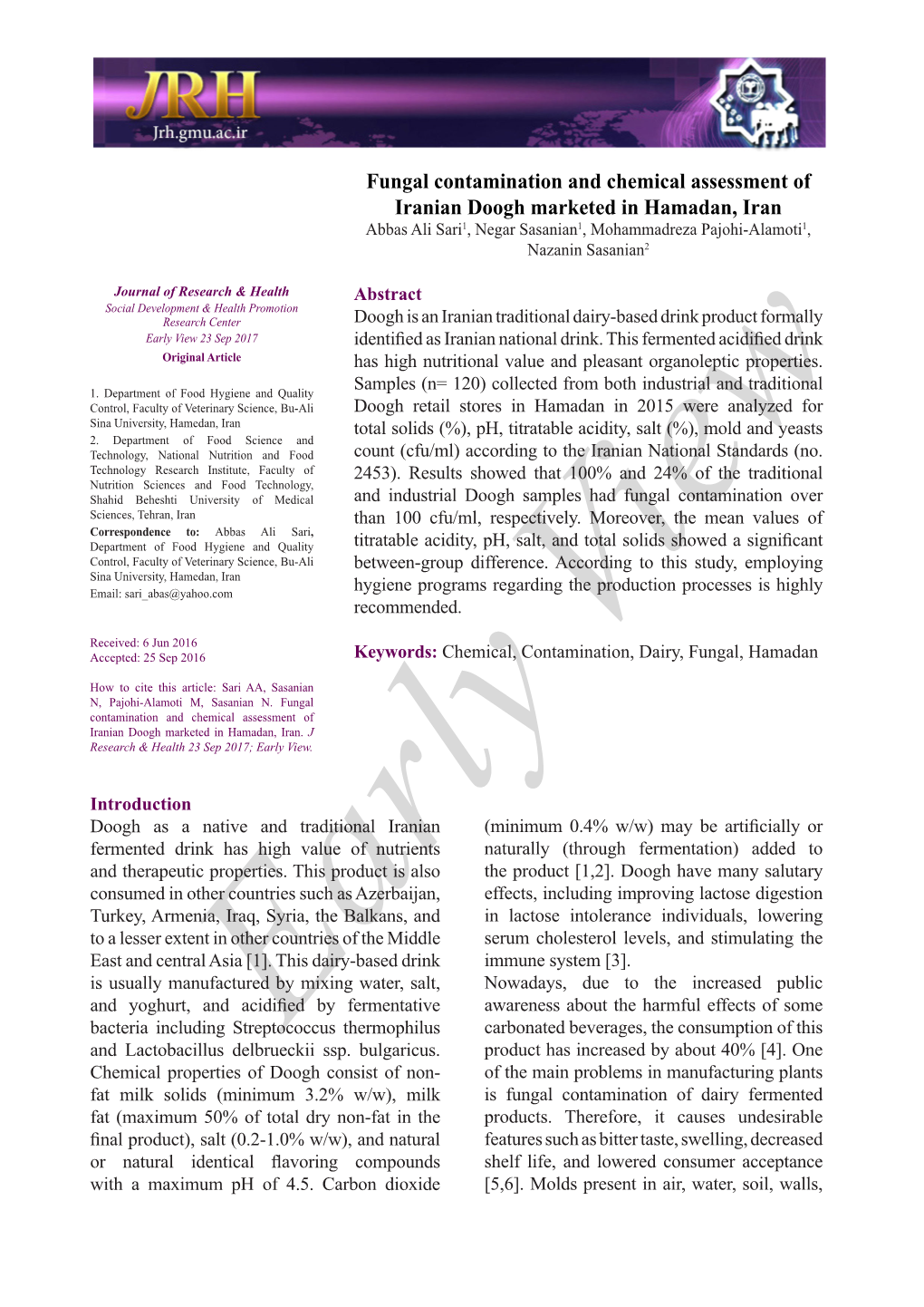 Fungal Contamination and Chemical