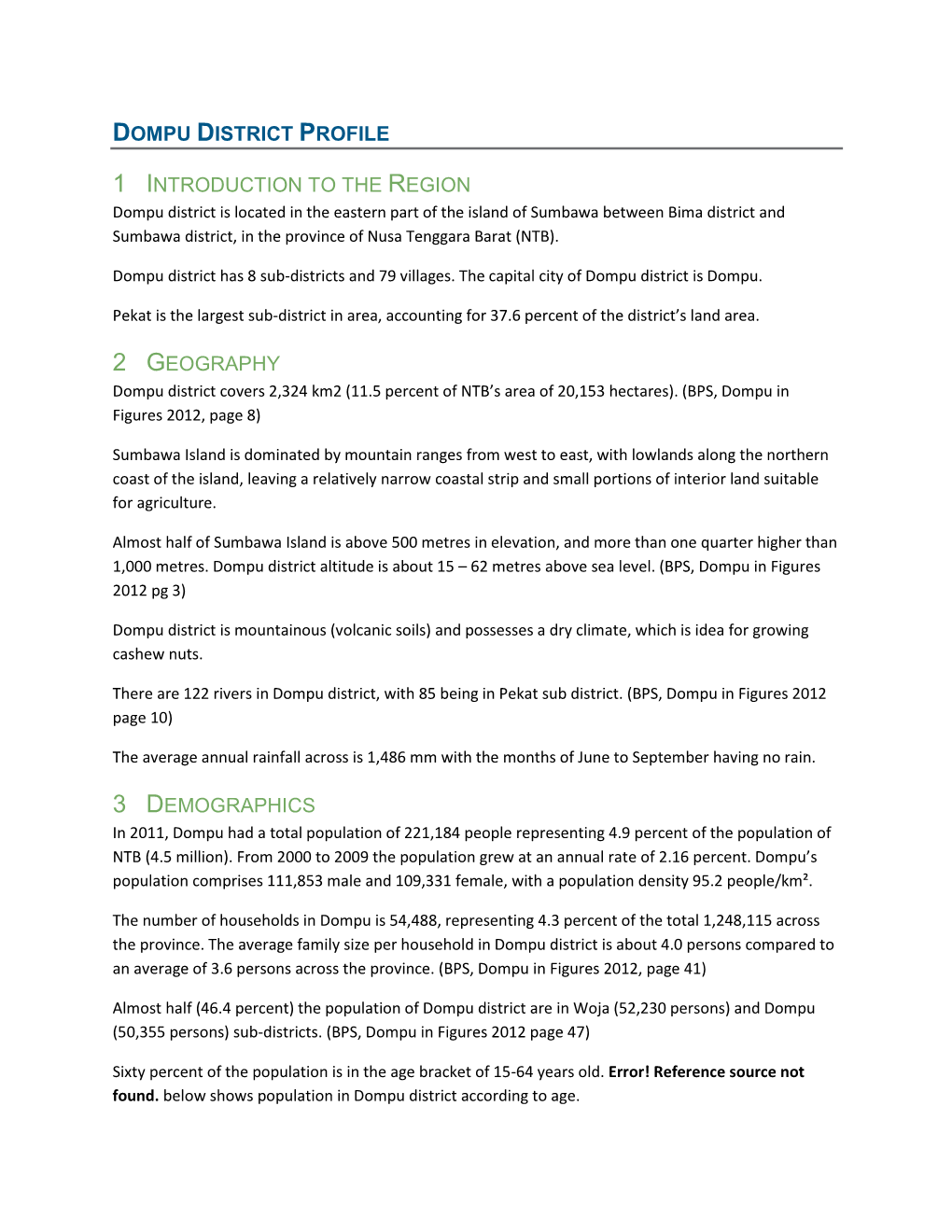 Dompu District Profile 1 Introduction to the Region