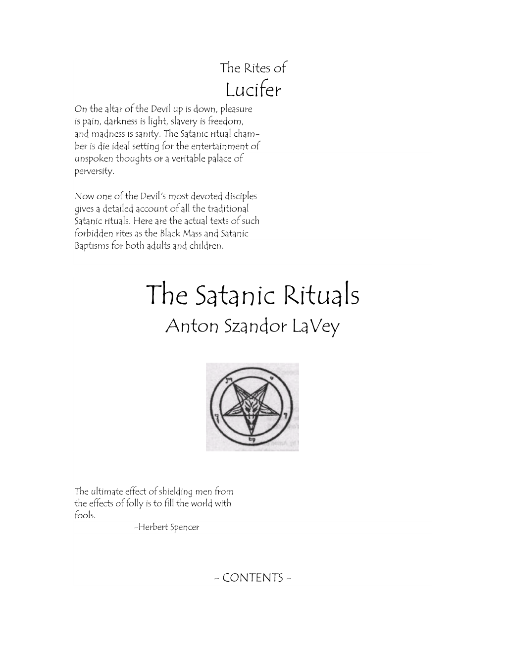 The Satanic Rituals Anton Szandor Lavey