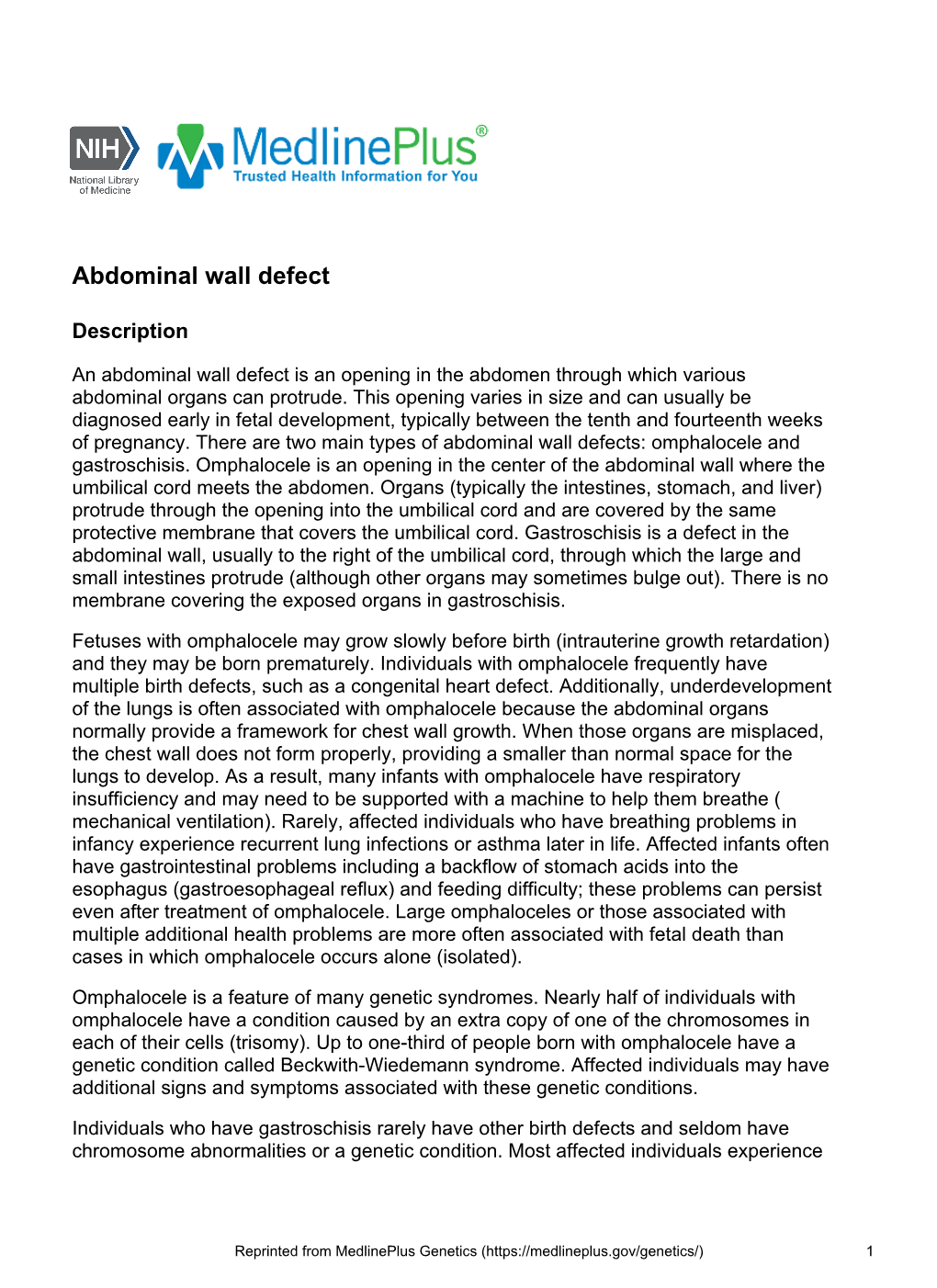 Abdominal Wall Defect