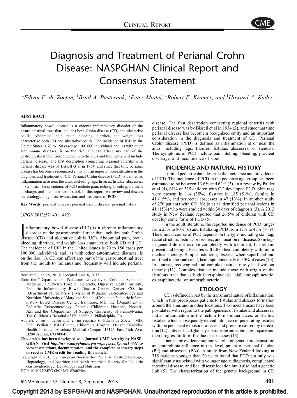 Diagnosis and Treatment of Perianal Crohn Disease: NASPGHAN Clinical Report and Consensus Statement