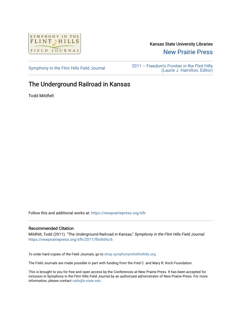 The Underground Railroad in Kansas
