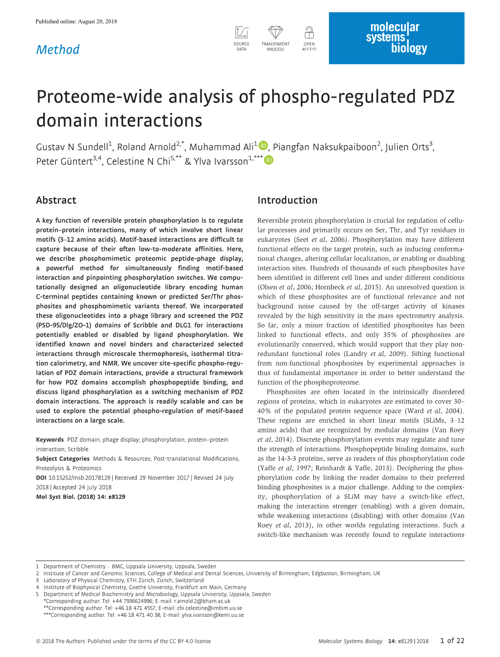 Proteome‐Wide Analysis of Phospho‐Regulated PDZ Domain Interactions