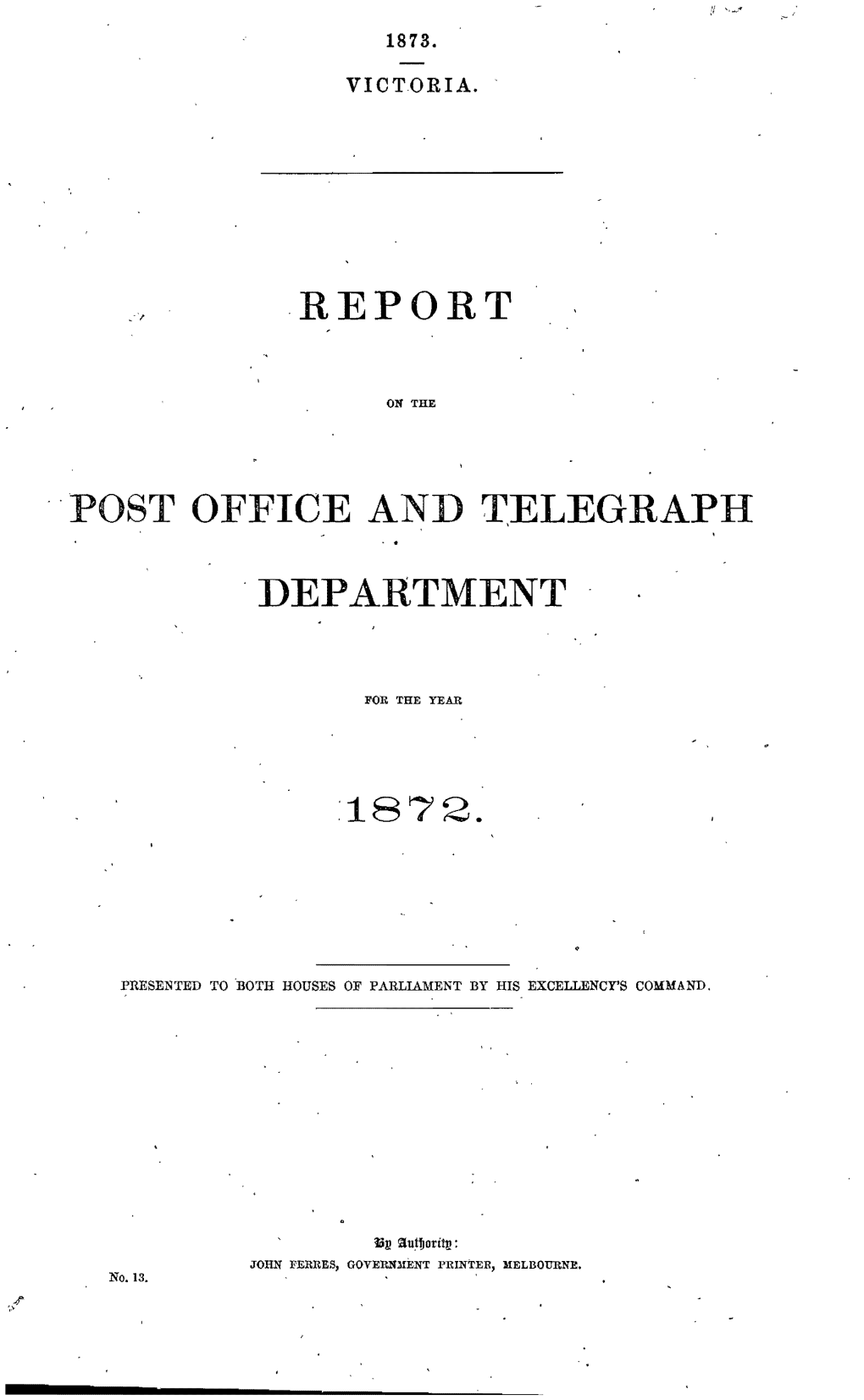 ·Report -Post Office and T,Elegraph Department