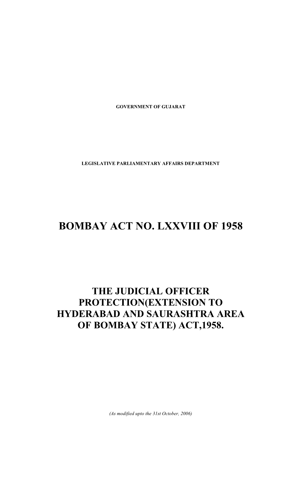 Bombay Act No. Lxxviii of 1958