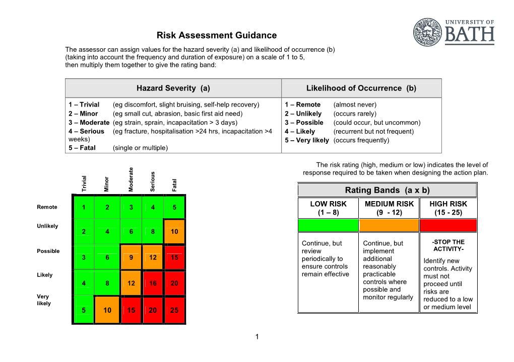 Risk Assessment Guidance