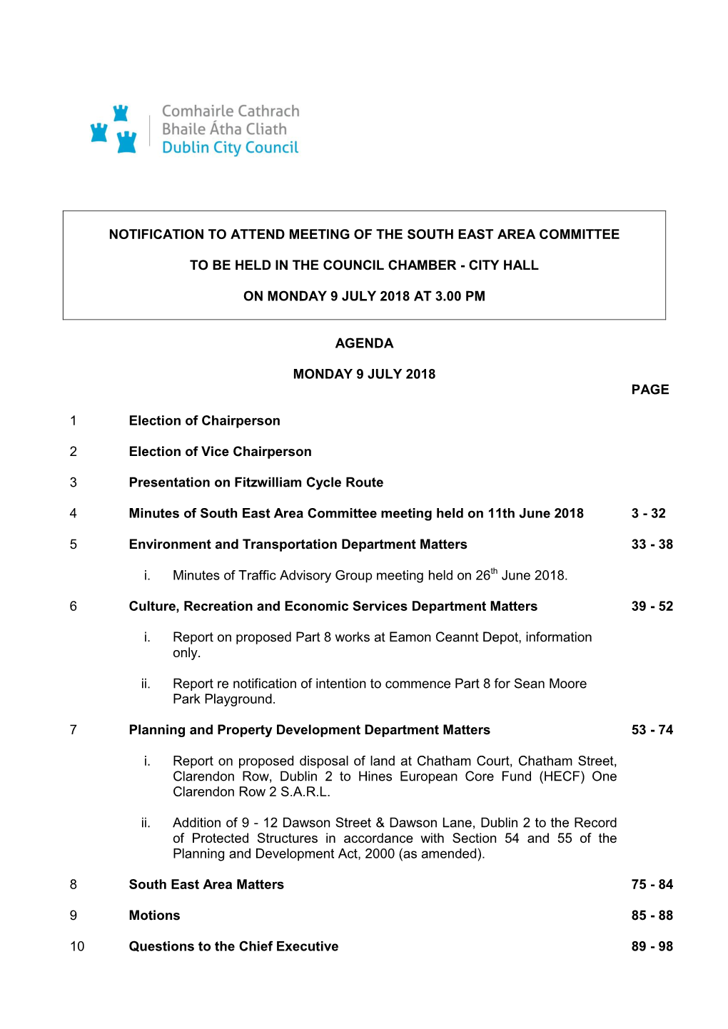 (Public Pack)Agenda Document for South East Area Committee, 09/07