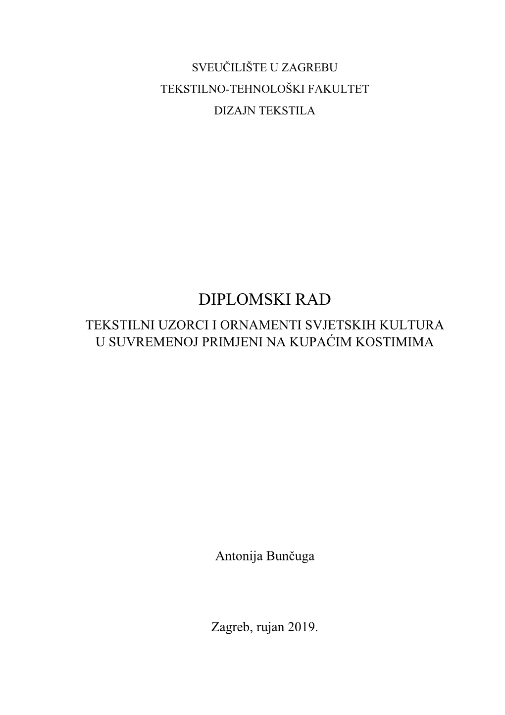 Diplomski Rad Tekstilni Uzorci I Ornamenti Svjetskih Kultura U Suvremenoj Primjeni Na Kupaćim Kostimima