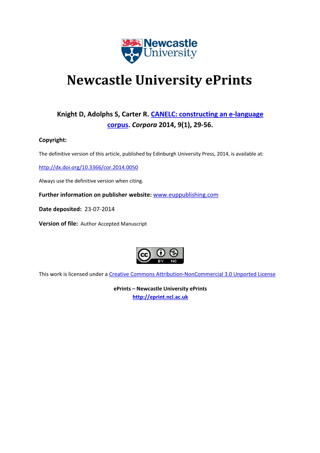 Newcastle University Eprints