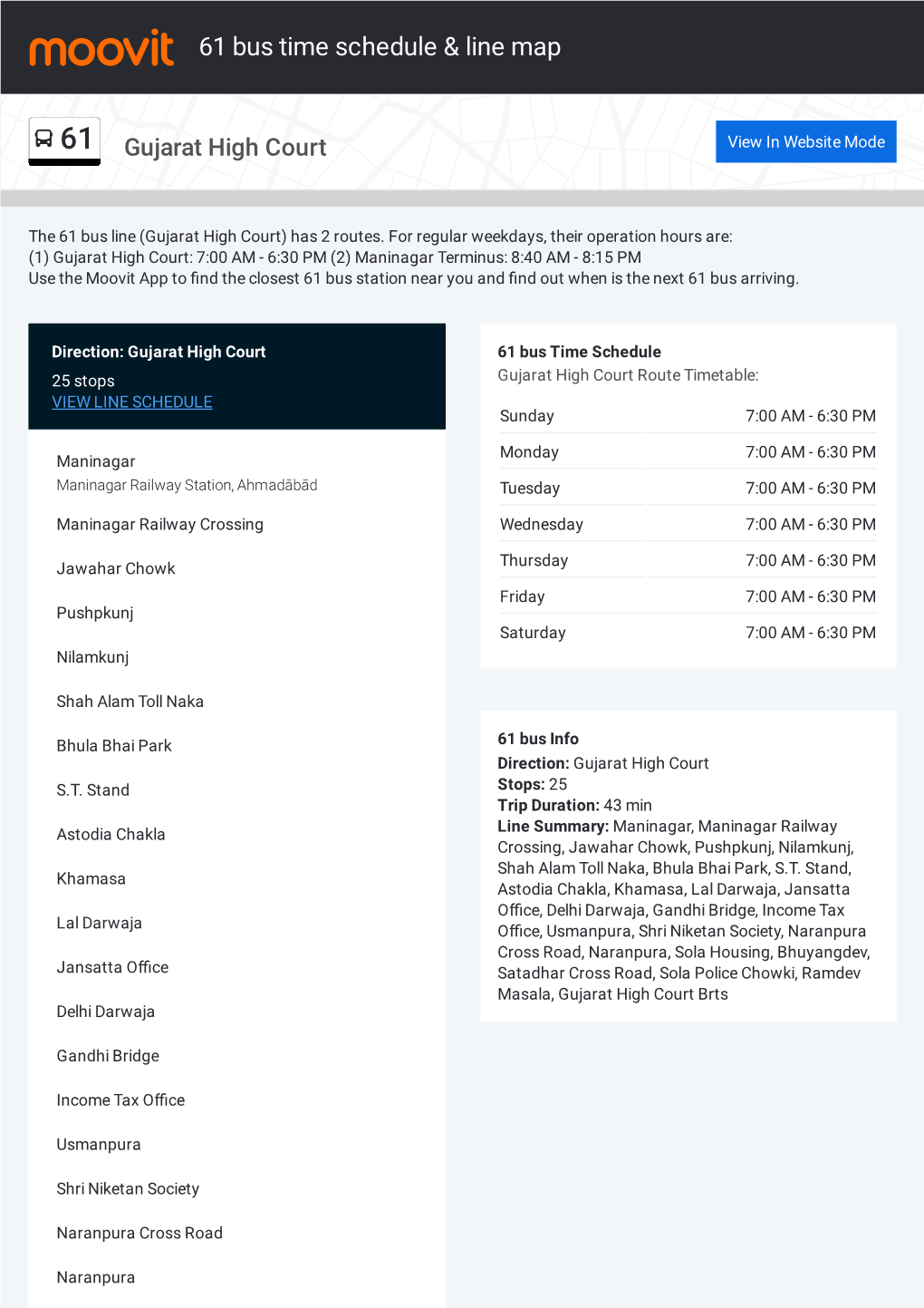 61 Bus Time Schedule & Line Route