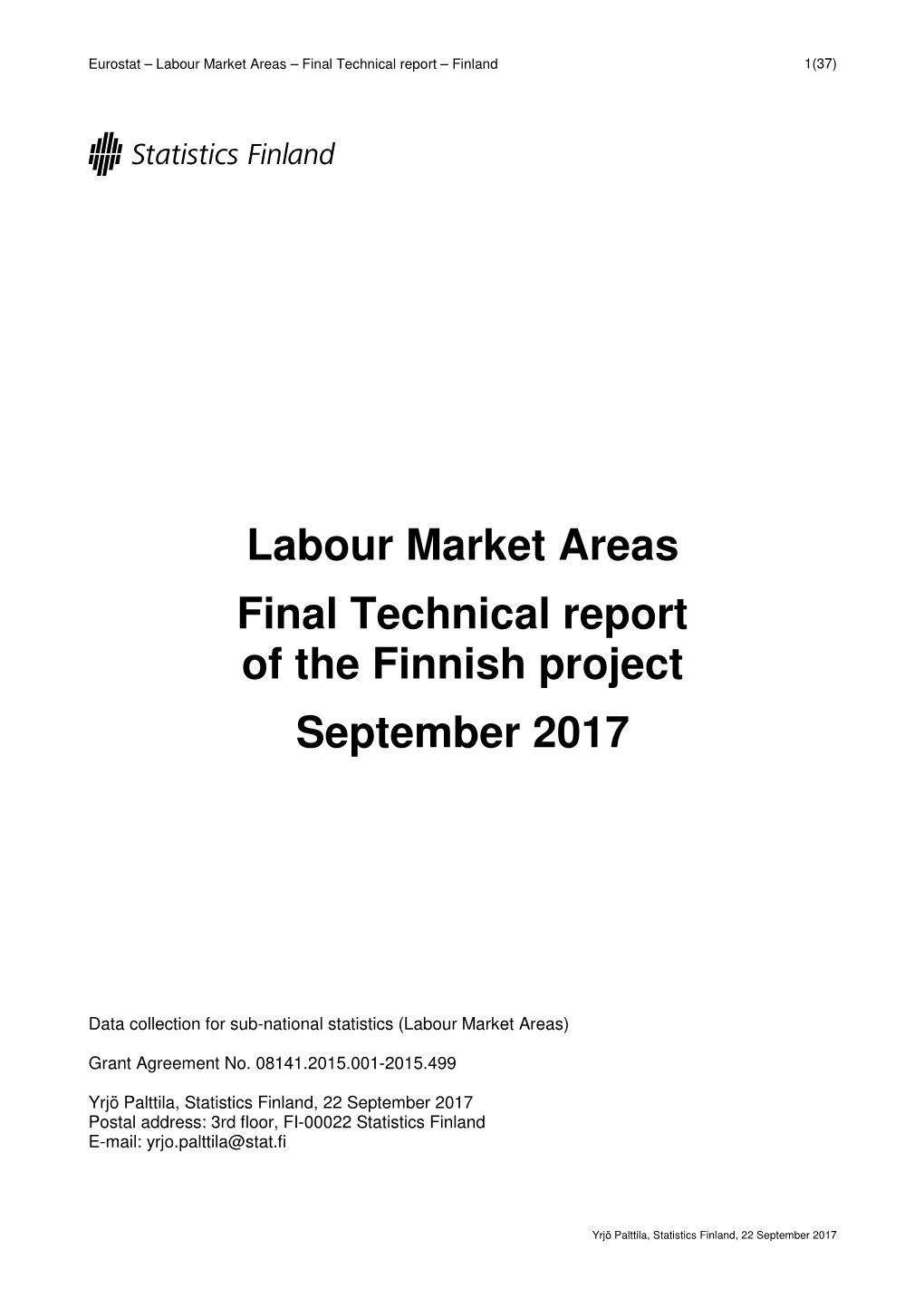 Labour Market Areas Final Technical Report of the Finnish Project September 2017