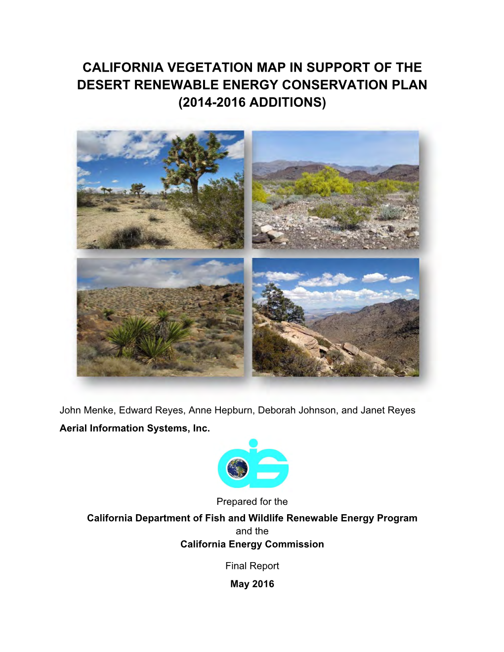 California Vegetation Map in Support of the DRECP