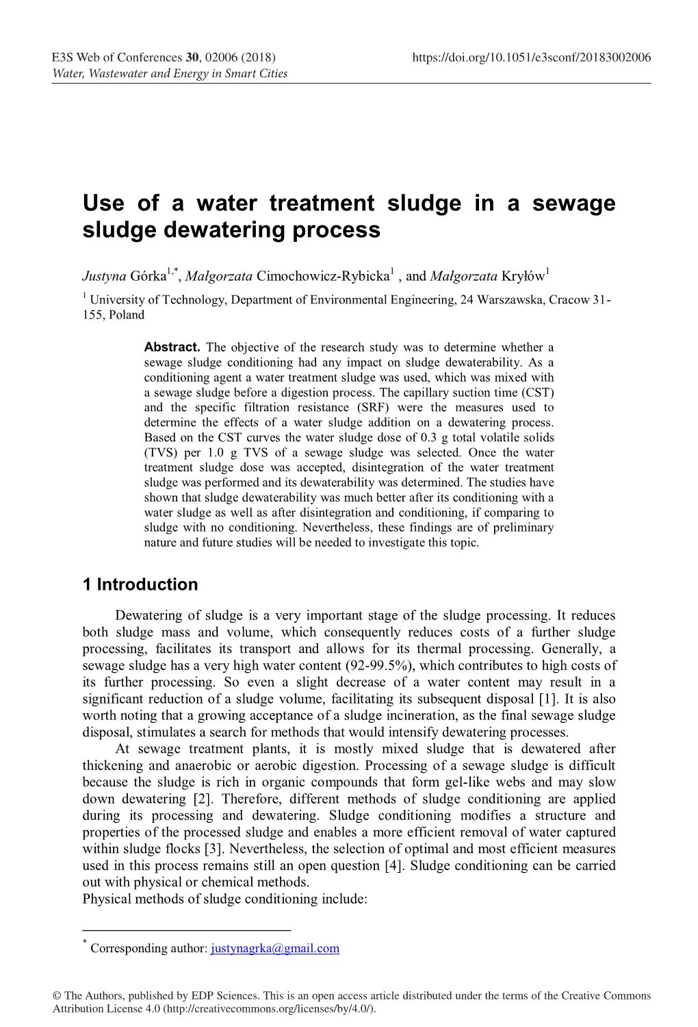 Use of a Water Treatment Sludge in a Sewage Sludge Dewatering Process