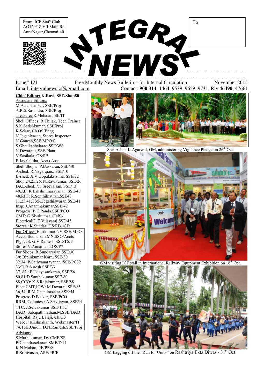 November, 2015 Issue of Integral News