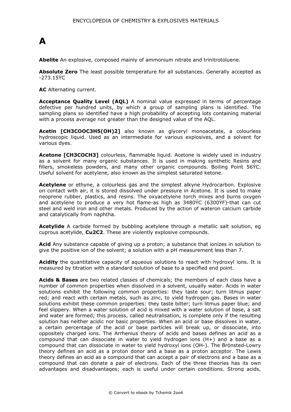 ENCYCLOPEDIA of CHEMISTRY & EXPLOSIVES MATERIALS Abelite