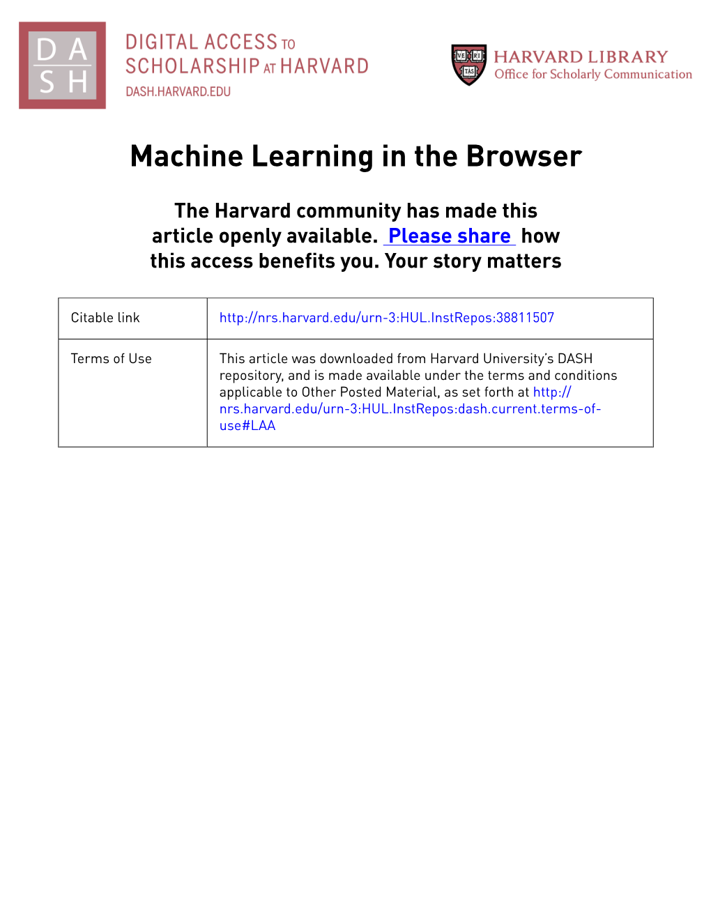 Machine Learning in the Browser