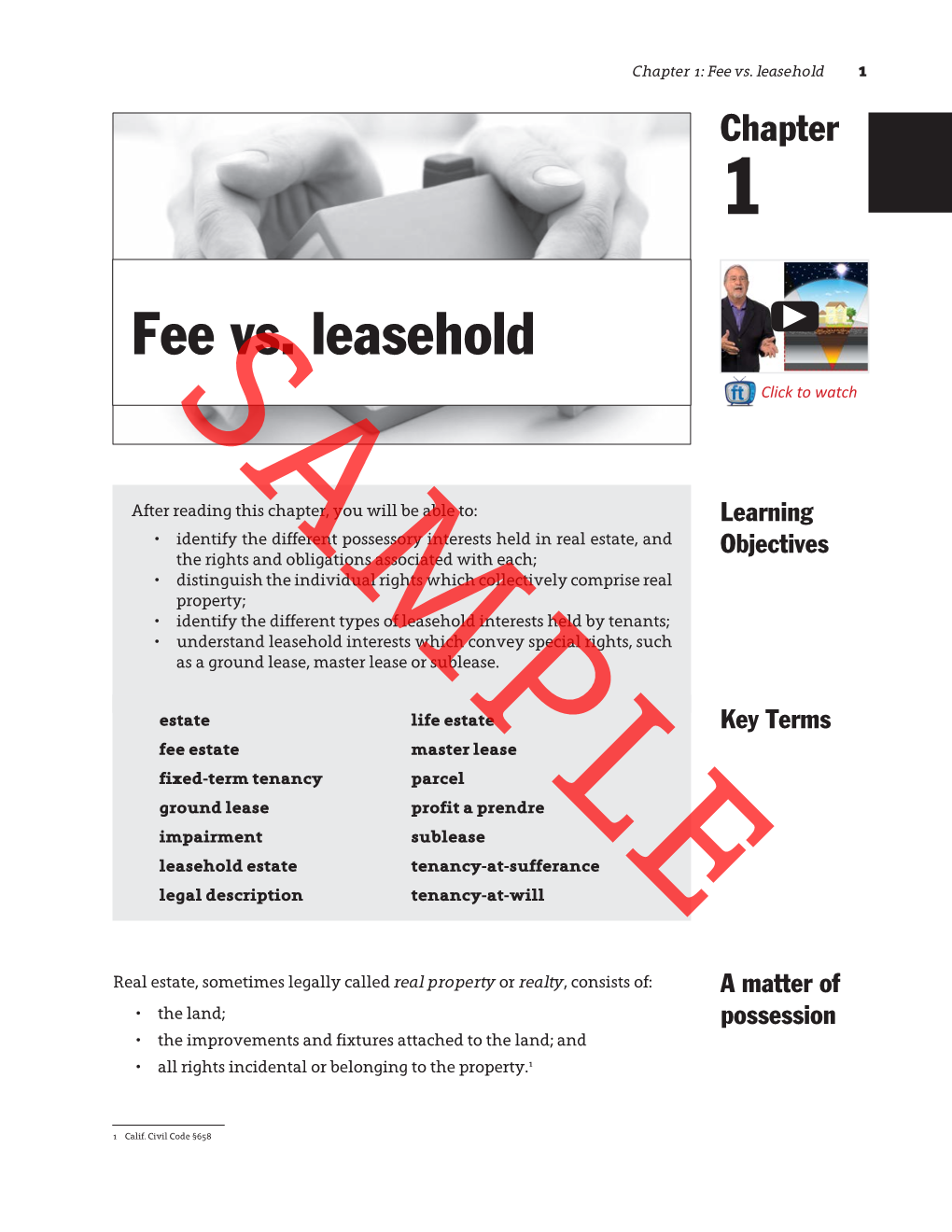 Fee Vs. Leasehold 1 Chapter 1