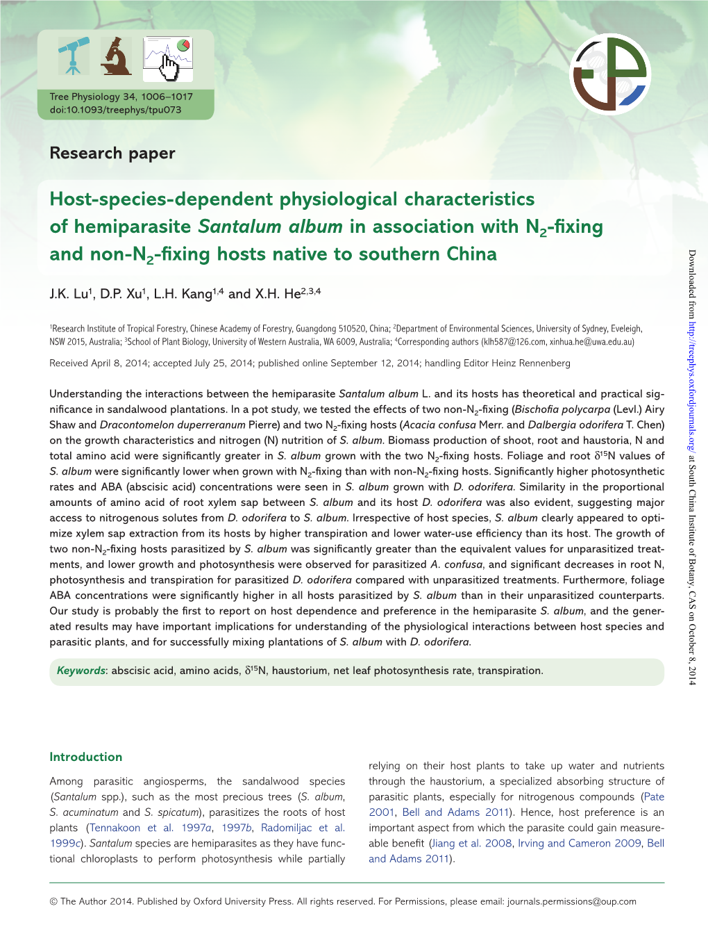 Host-Species-Dependent Physiological Characteristics of Hemiparasite