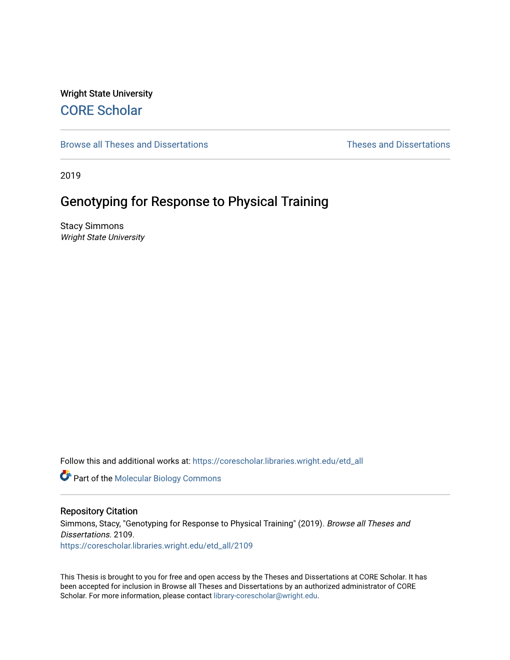 Genotyping for Response to Physical Training