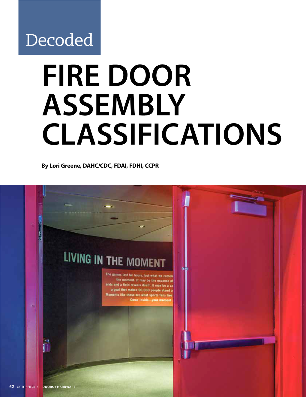 Decoded FIRE DOOR ASSEMBLY CLASSIFICATIONS
