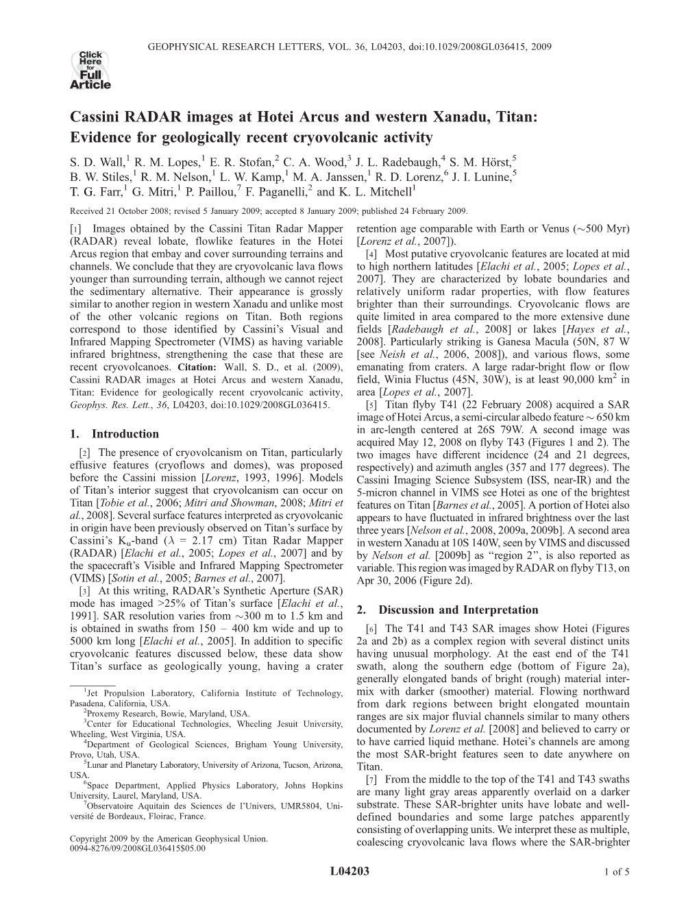 Cassini RADAR Images at Hotei Arcus and Western Xanadu, Titan: Evidence for Geologically Recent Cryovolcanic Activity S