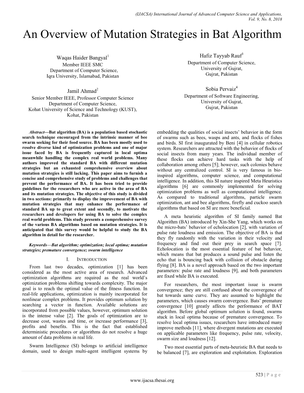 An Overview of Mutation Strategies in Bat Algorithm