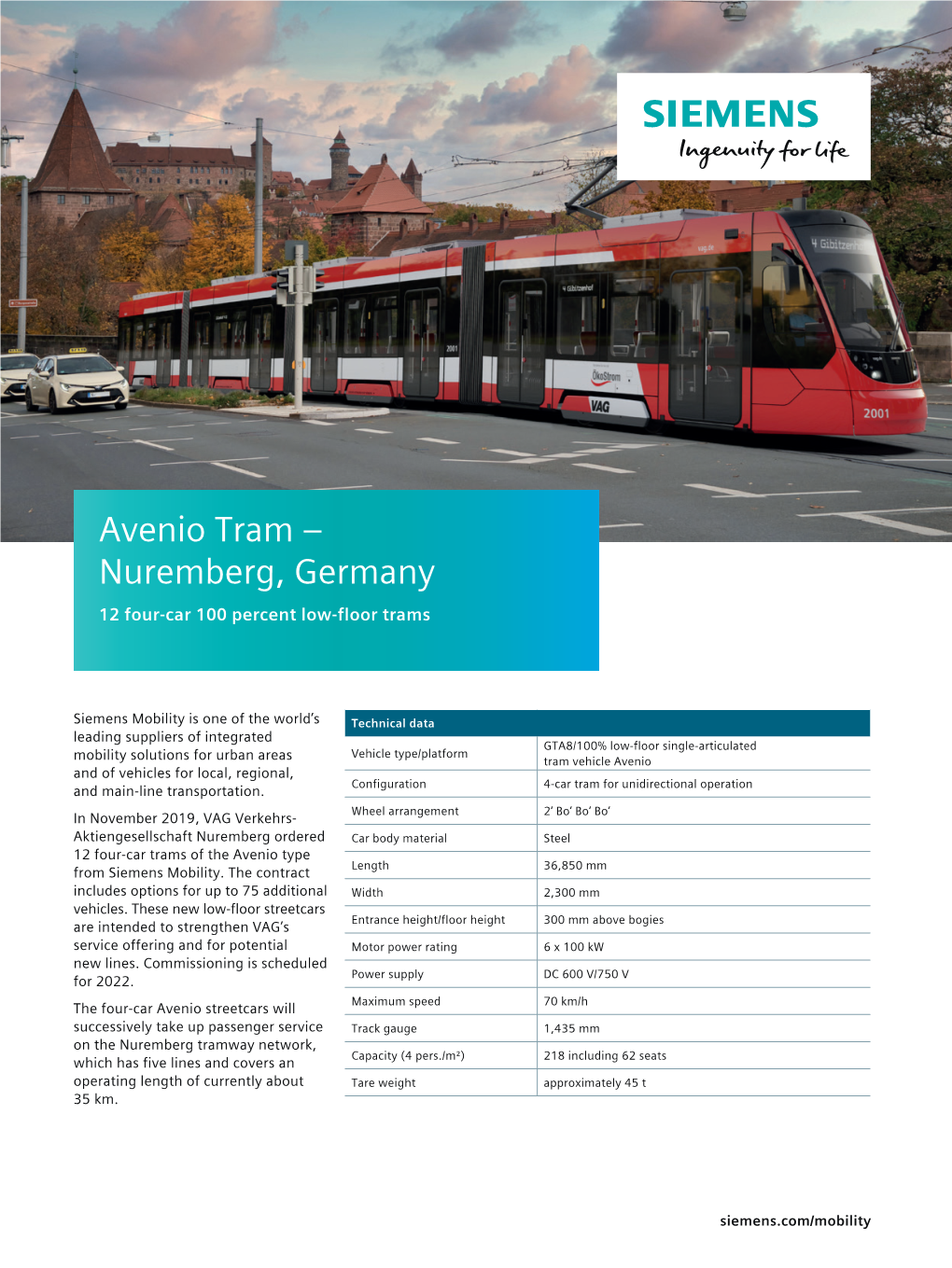 Avenio Nuremberg: Data Sheet EN