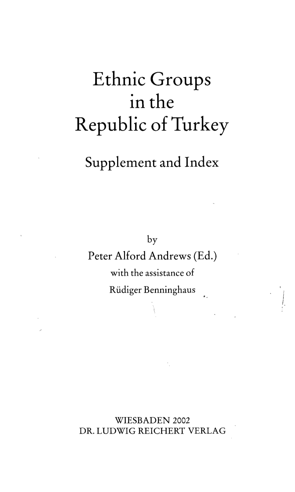 Ethnic Groups in the Republic of Turkey