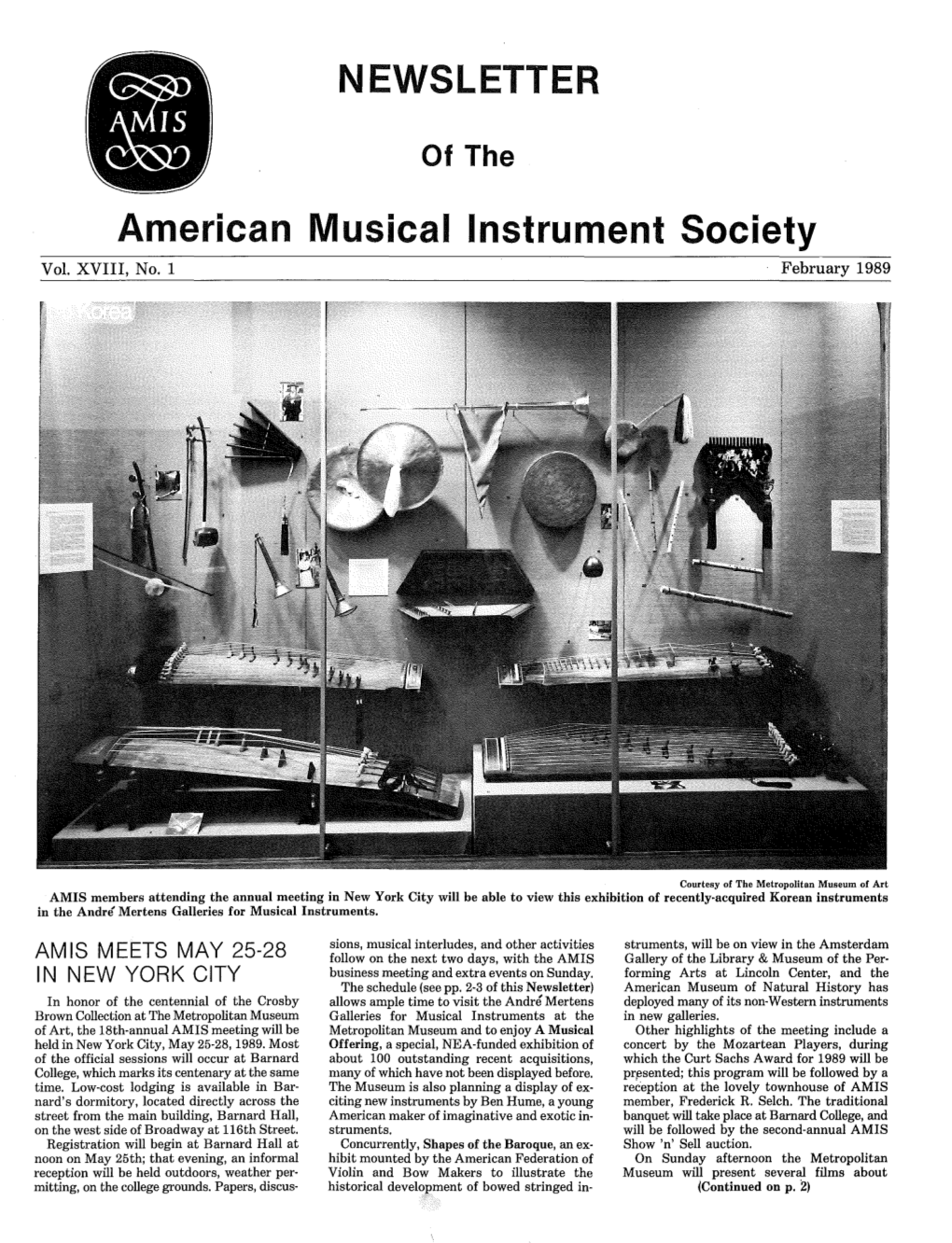NEWSLETTER American Musical Instrument Society