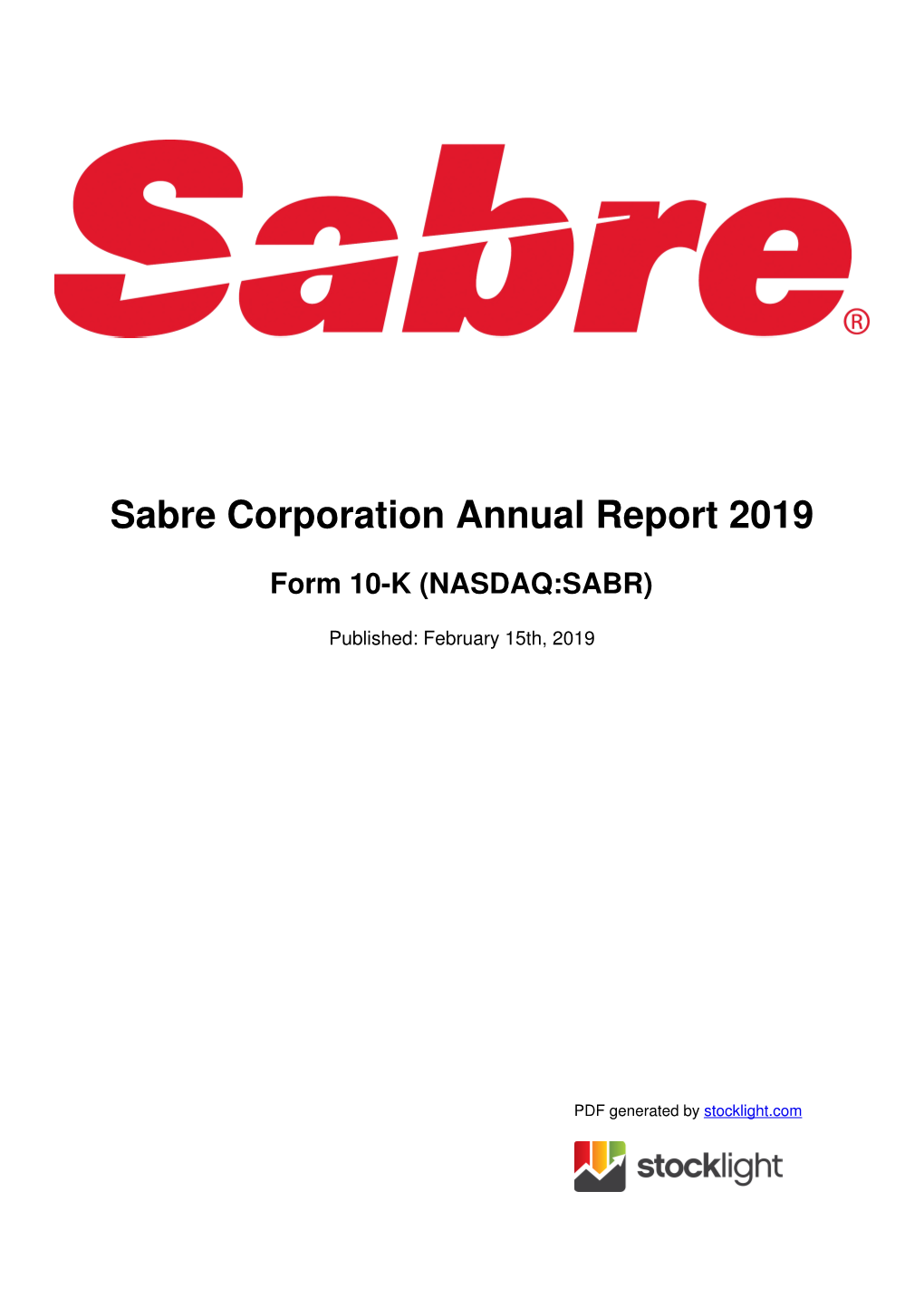 Sabre Corporation Annual Report 2019