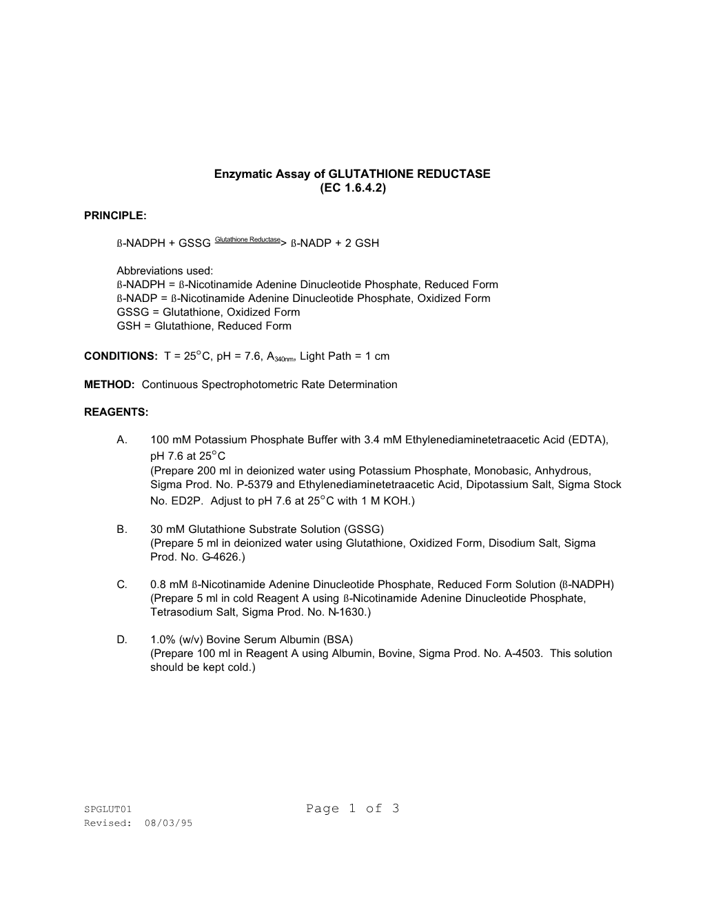 Glutathione Reductase (Ec 1.6.4.2)