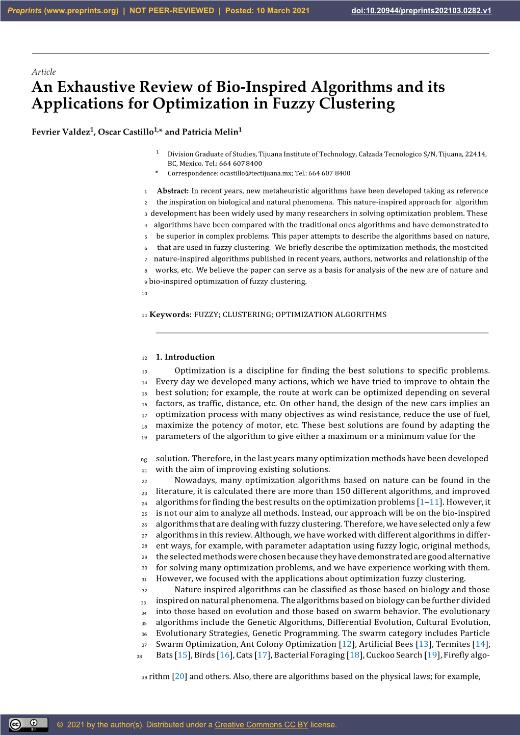 An Exhaustive Review of Bio-Inspired Algorithms and Its Applications for Optimization in Fuzzy Clustering