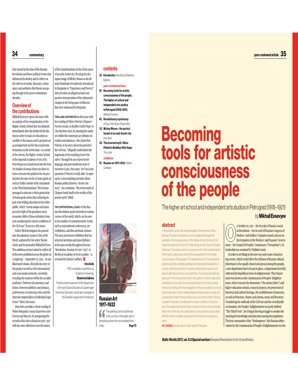 Becoming Tools for Artistic Consciousness of the People