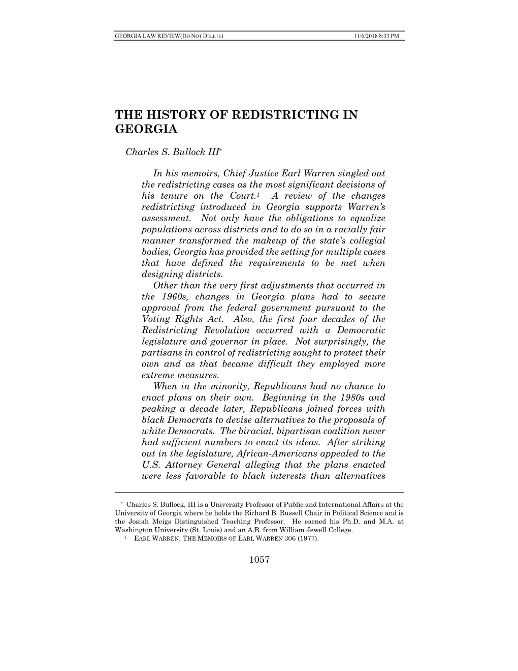 The History of Redistricting in Georgia