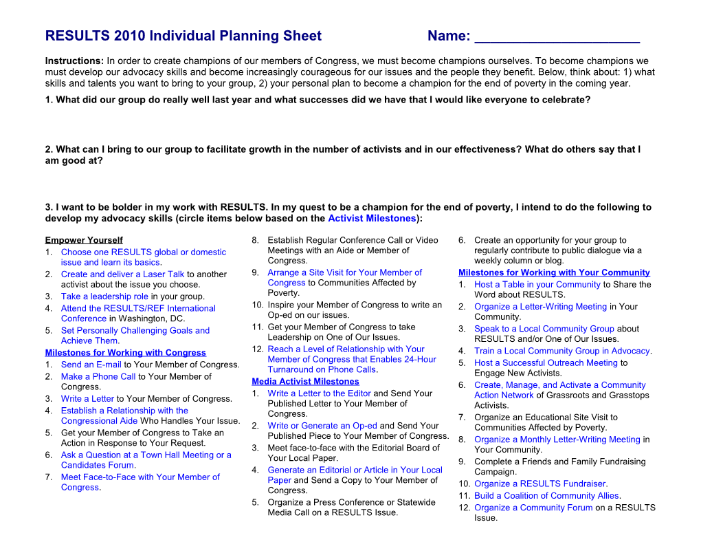Individual Planning Sheet s1