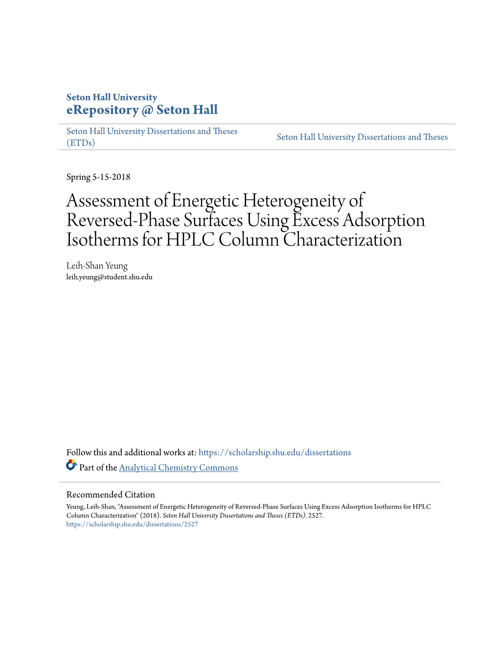 Assessment of Energetic Heterogeneity of Reversed-Phase