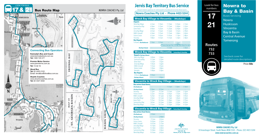 Jervis Bay Territory Bus Service Look for Bus Nowra to Numbers 17 & 21 Bus Route Map NOWRA COACHES Pty