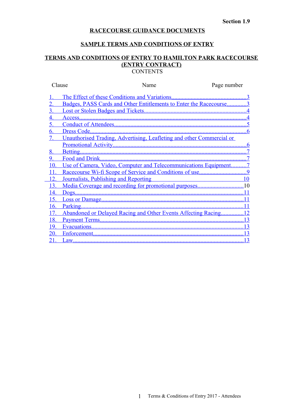 Racecourse Guidance Document