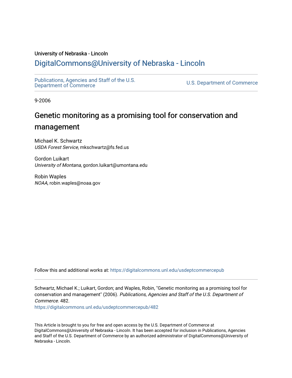 Genetic Monitoring As a Promising Tool for Conservation and Management