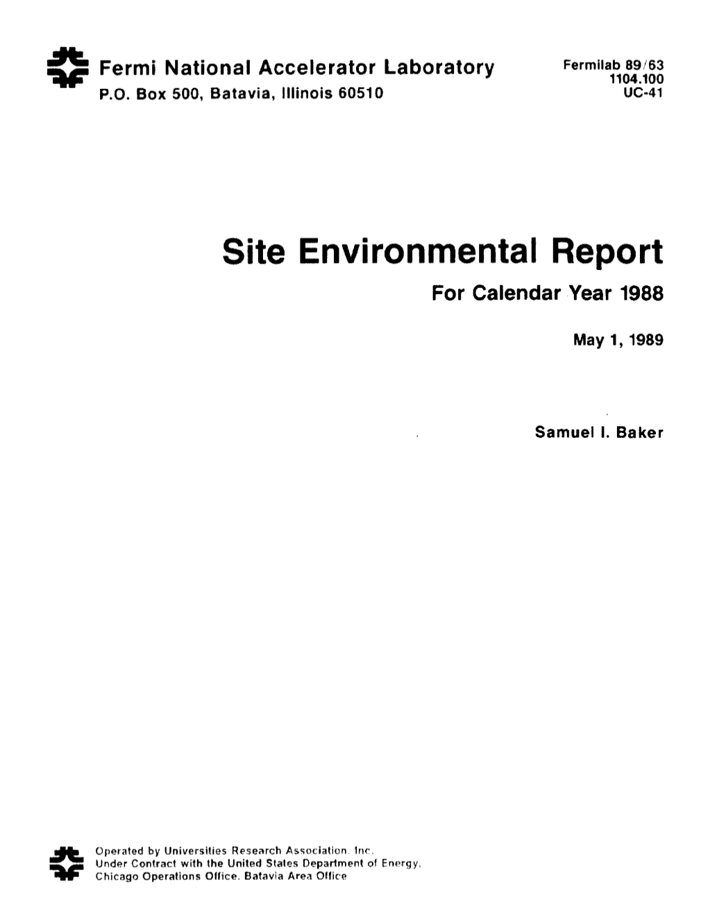 1988 Environmental Report