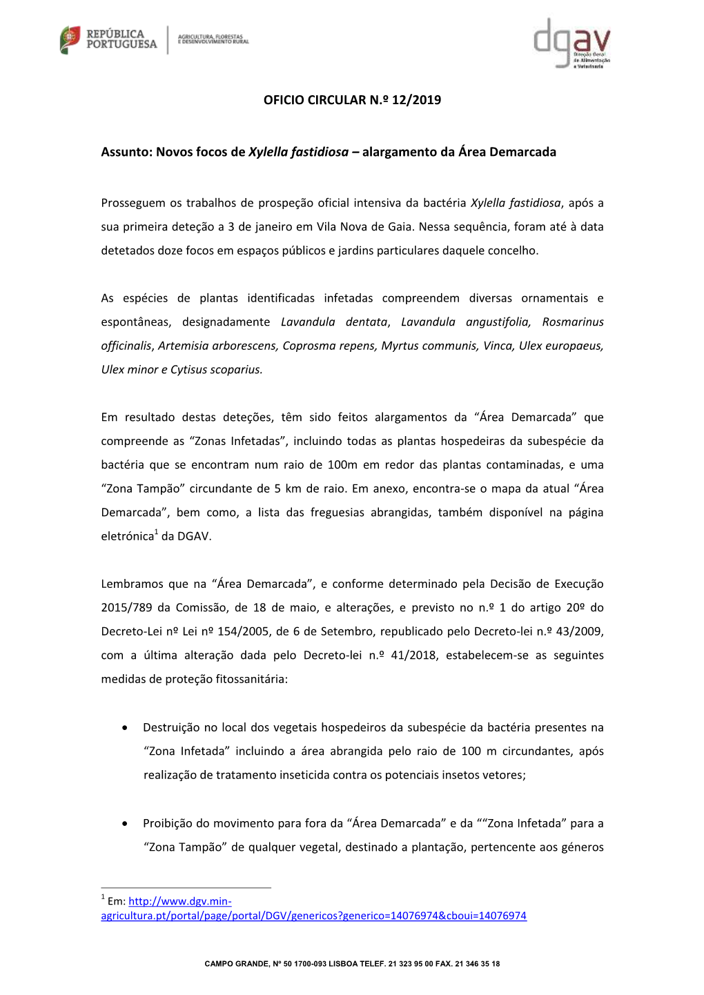 Novos Focos De Xylella Fastidiosa – Alargamento Da Área Demarcada