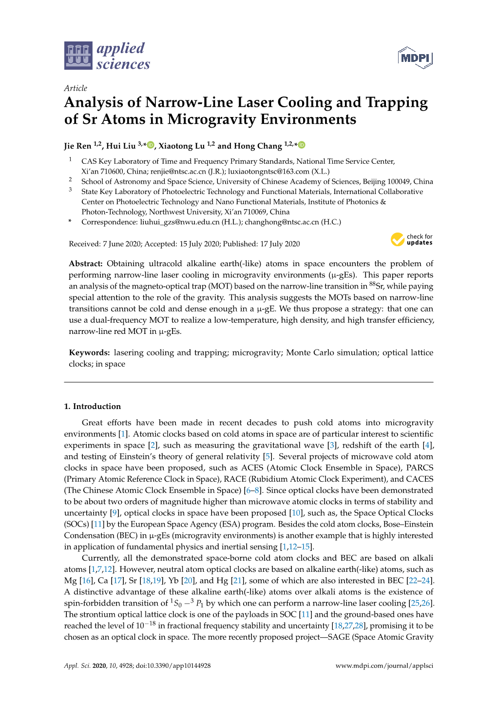 Analysis of Narrow-Line Laser Cooling and Trapping of Sr Atoms in Microgravity Environments